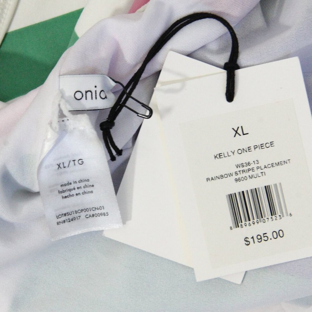 Onia One Piece Swimsuit XL New Women Striped Bathing Suit Rainbow colorful Kelly - Picture 5 of 11